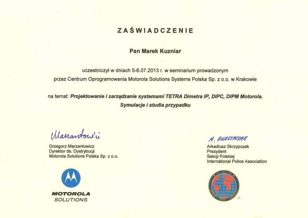 zaswiadczenie-marek-kuzniar-projektowanie-zarzadzanie-motorola-tetra-dimetra-ip